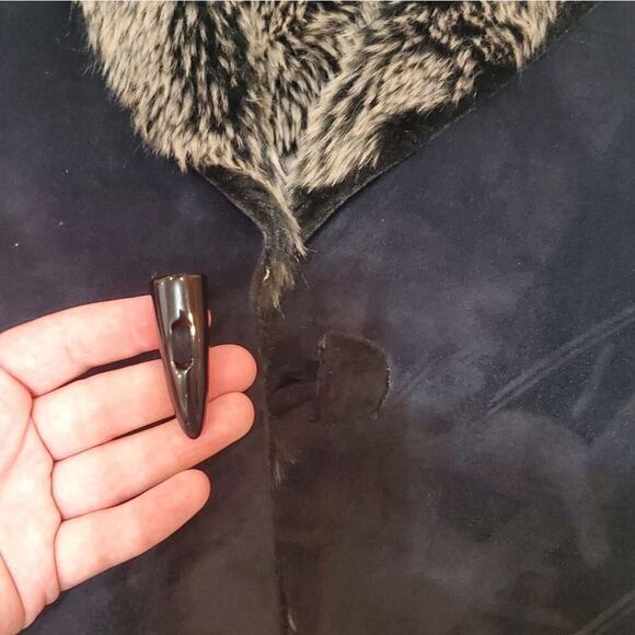 Montanaco Black Suede and Faux Fur Jacket, Size X-Small - Picture 9 of 10